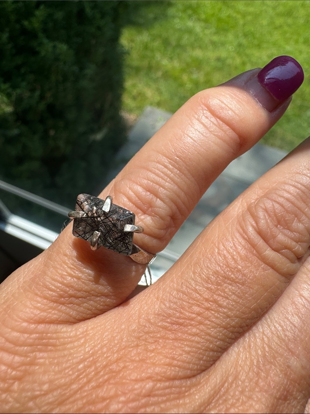 Sterling Silver Black Rutilated Quartz mini ring 4